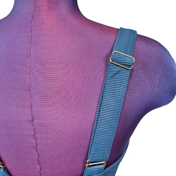 Kona Sol Dark Teal Ribbed Front Zipper One Piece Swimsuit Size Small Women's - Picture 6 of 10